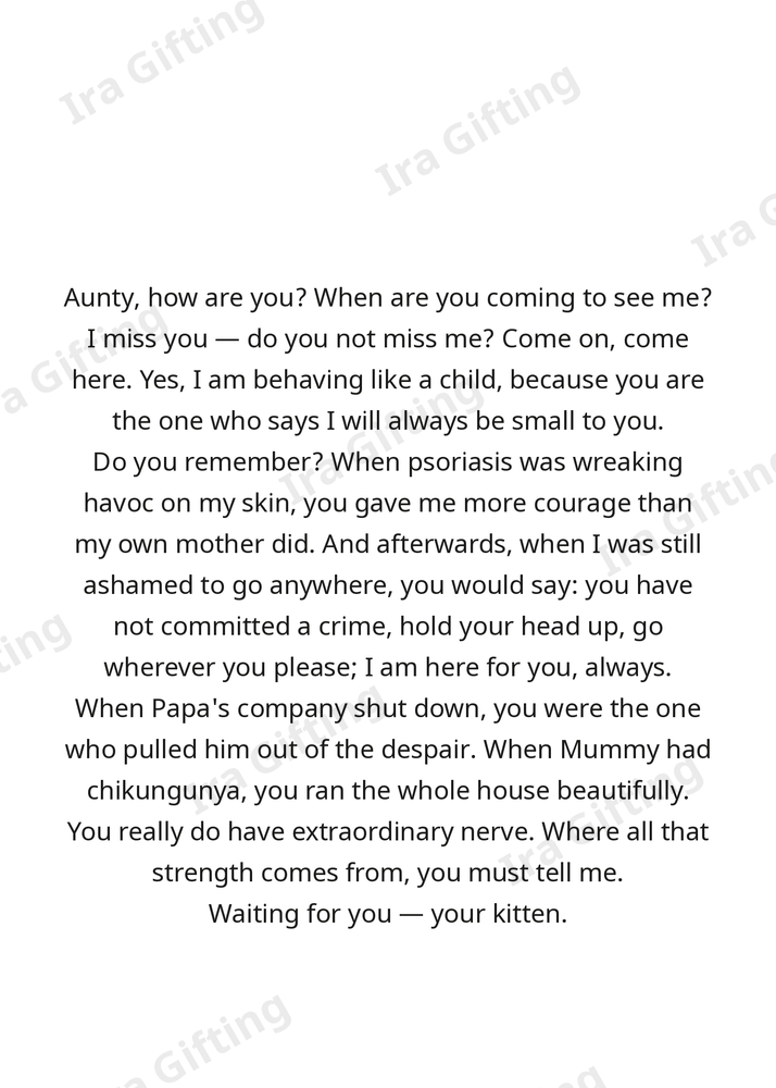 Niece to Aunt letter frame in English - blank frame