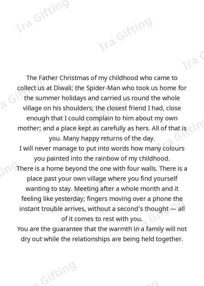 Niece to Uncle letter frame in English - blank frame