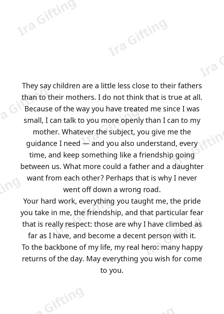Daughter to Dad letter frame in English - blank frame
