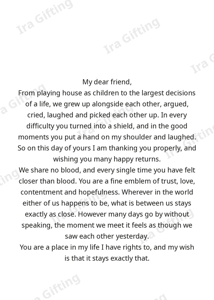 Friend to Friend letter frame in English - blank frame