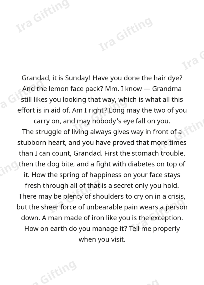 Granddaughter to Grandfather letter frame in English - blank frame