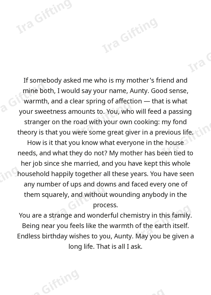 Niece to Aunt letter frame in English - blank frame