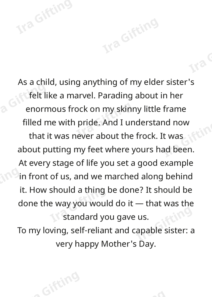 Sister to Sister letter frame in English - blank frame