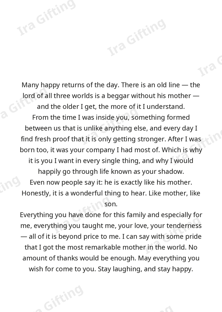 Son to Mom letter frame in English - blank frame