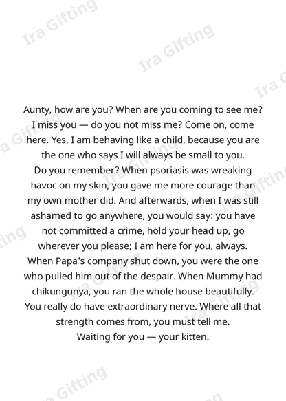 Niece to Aunt letter frame in English - blank frame