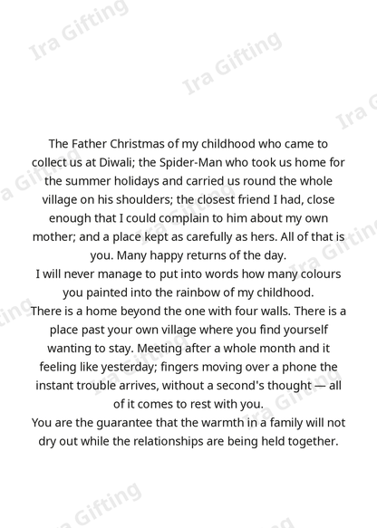 Niece to Uncle letter frame in English - blank frame