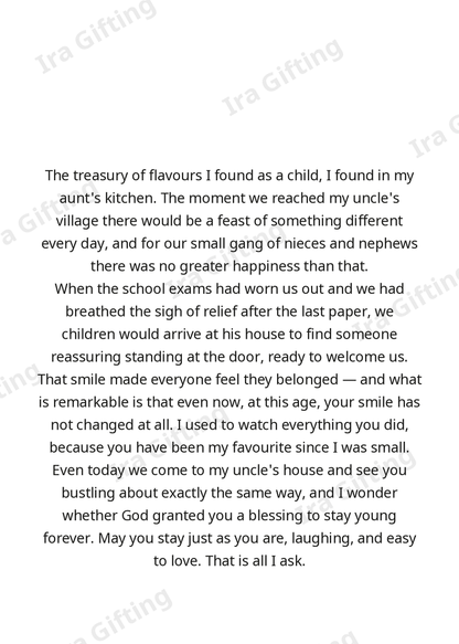Niece to Aunt letter frame in English - blank frame