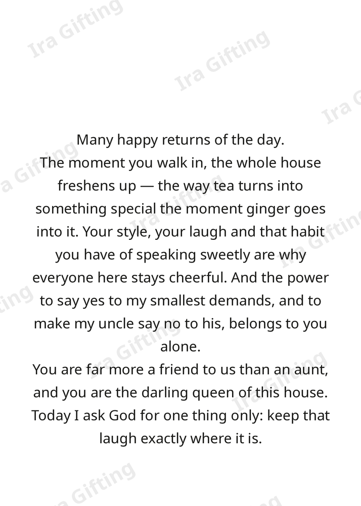 Niece to Aunt letter frame in English - blank frame