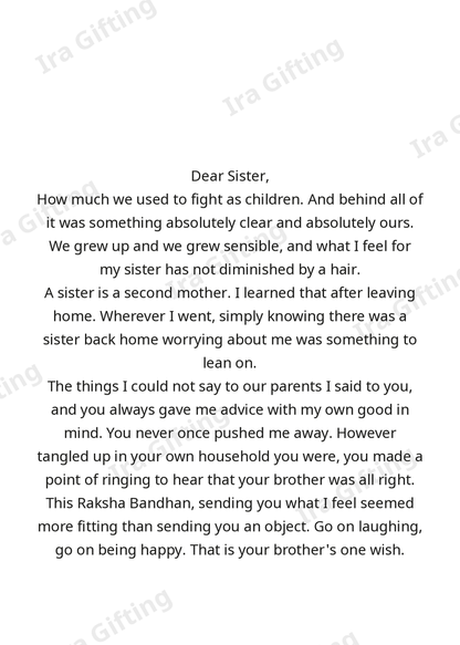Brother to Sister Raksha Bandhan letter frame in English - blank frame