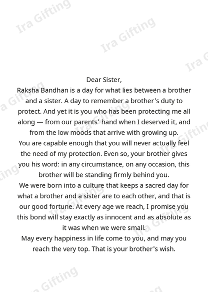 Brother to Sister Raksha Bandhan letter frame in English - blank frame