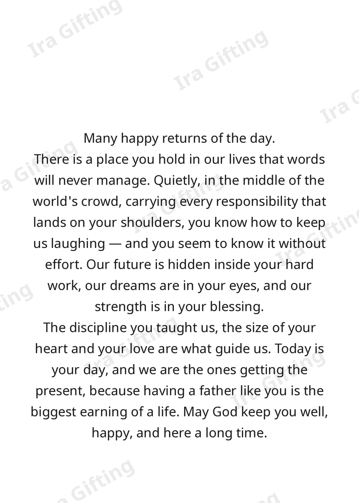 Daughter to Dad letter frame in English - blank frame