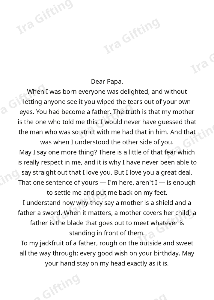 Daughter to Dad letter frame in English - blank frame