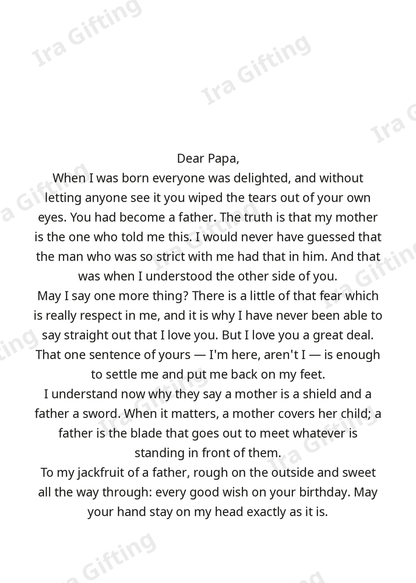 Daughter to Dad letter frame in English - blank frame