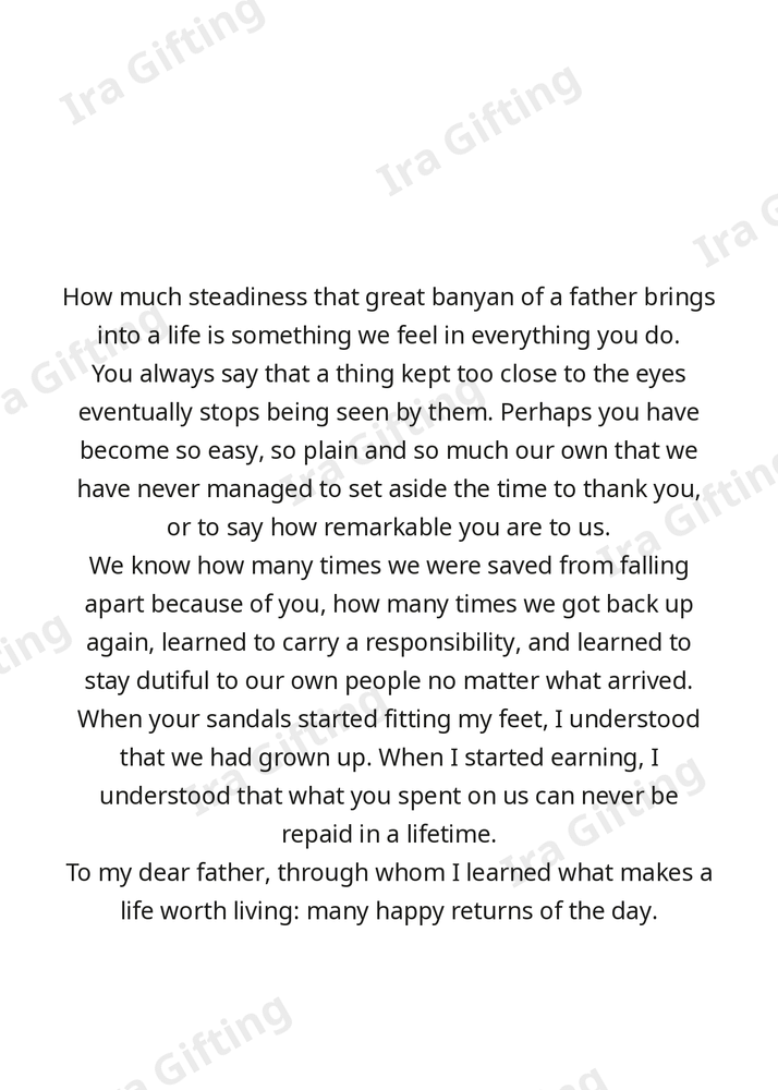 Daughter to Dad letter frame in English - blank frame