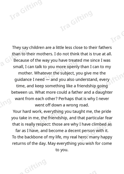 Daughter to Dad letter frame in English - blank frame