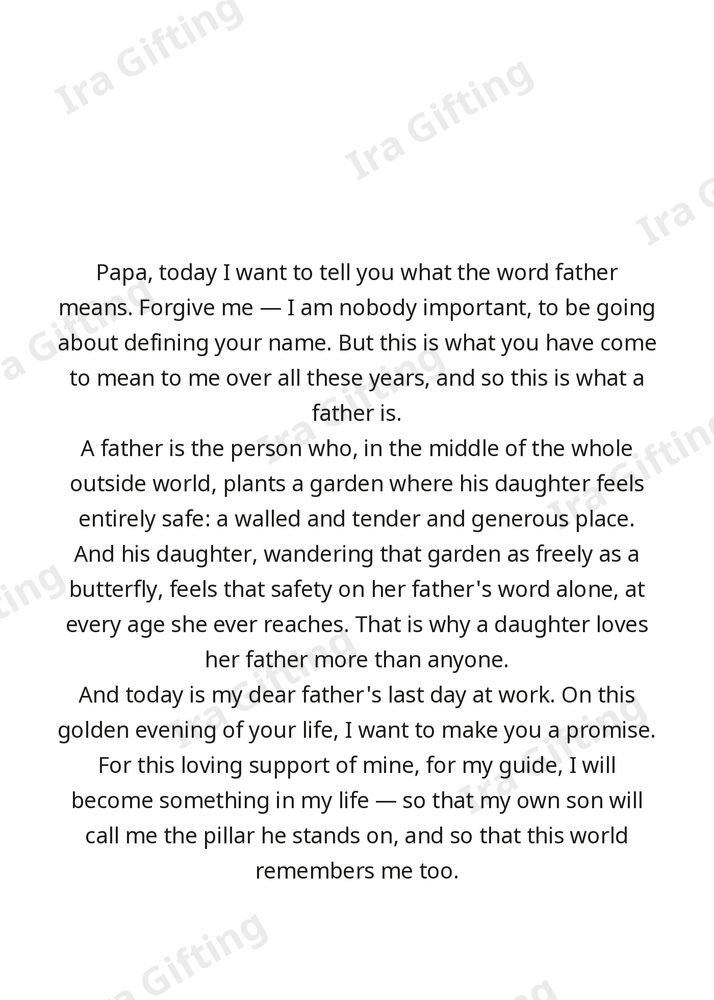Daughter to Dad letter frame in English - blank frame