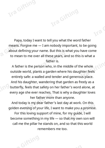 Daughter to Dad letter frame in English - blank frame