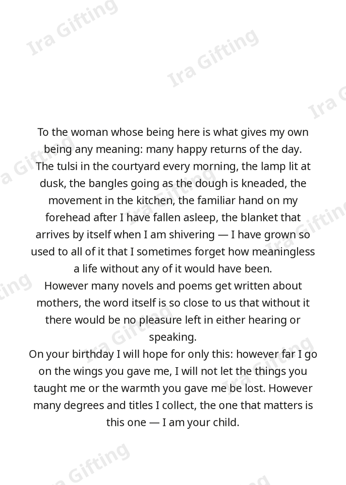 Daughter to Mom letter frame in English - blank frame