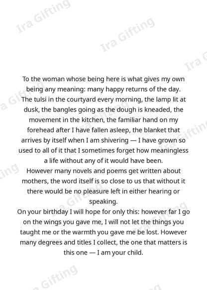 Daughter to Mom letter frame in English - blank frame