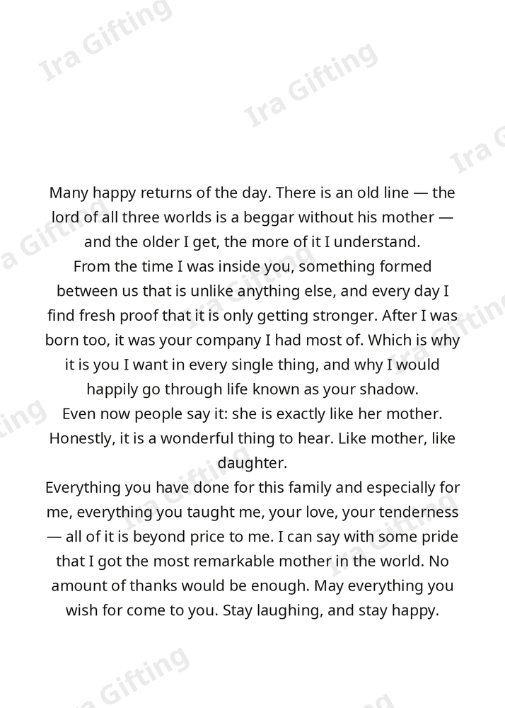 Daughter to Mom letter frame in English - blank frame
