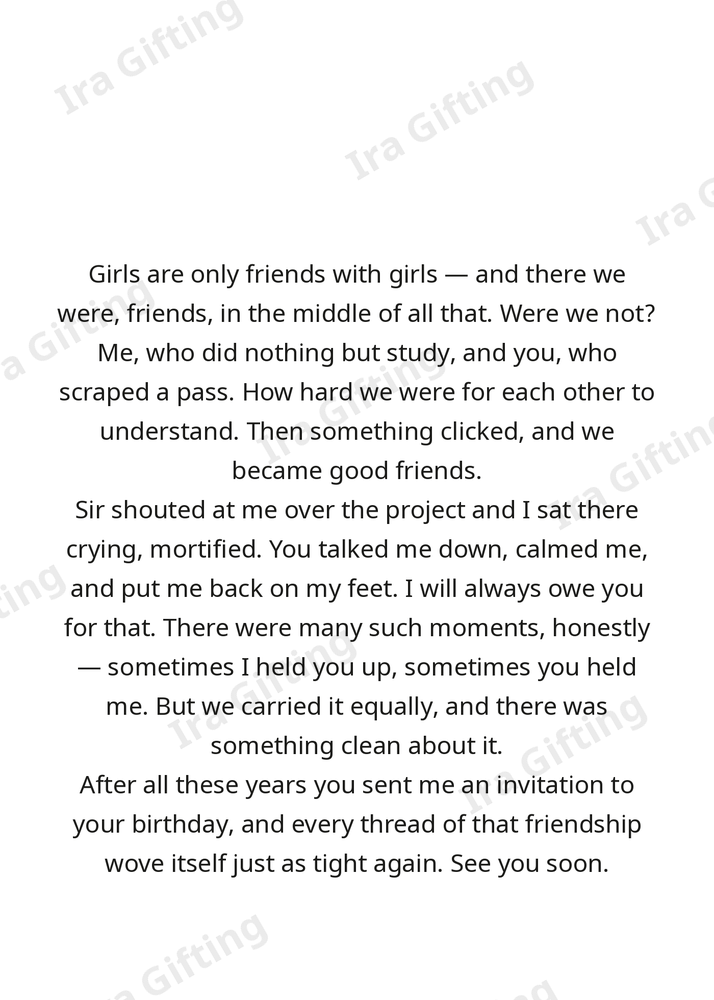 Friend to Friend letter frame in English - blank frame