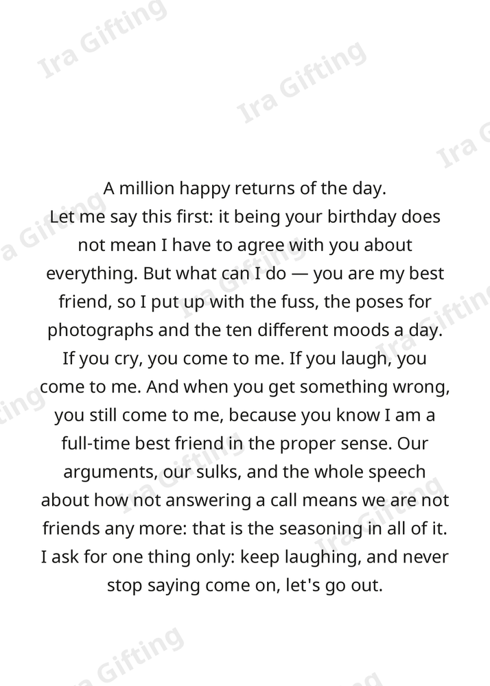 Friend to Friend letter frame in English - blank frame