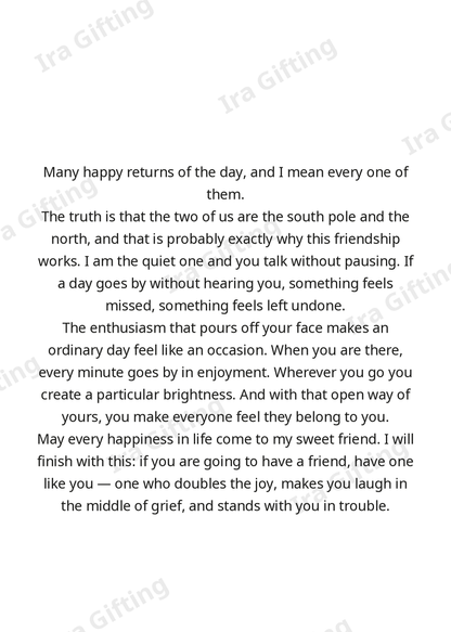Friend to Friend letter frame in English - blank frame