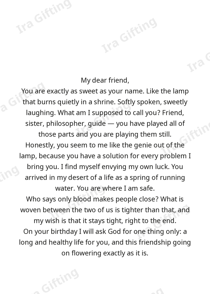 Friend to Friend letter frame in English - blank frame