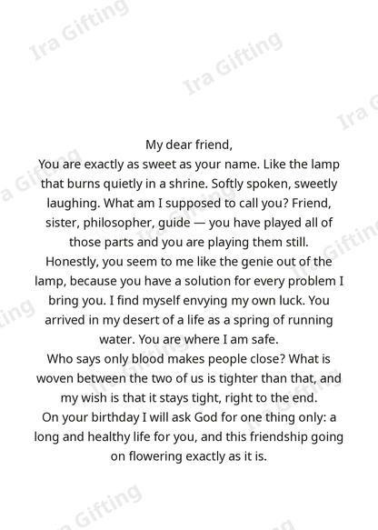 Friend to Friend letter frame in English - blank frame