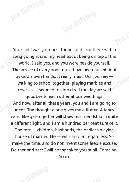 Friend to Friend letter frame in English - blank frame
