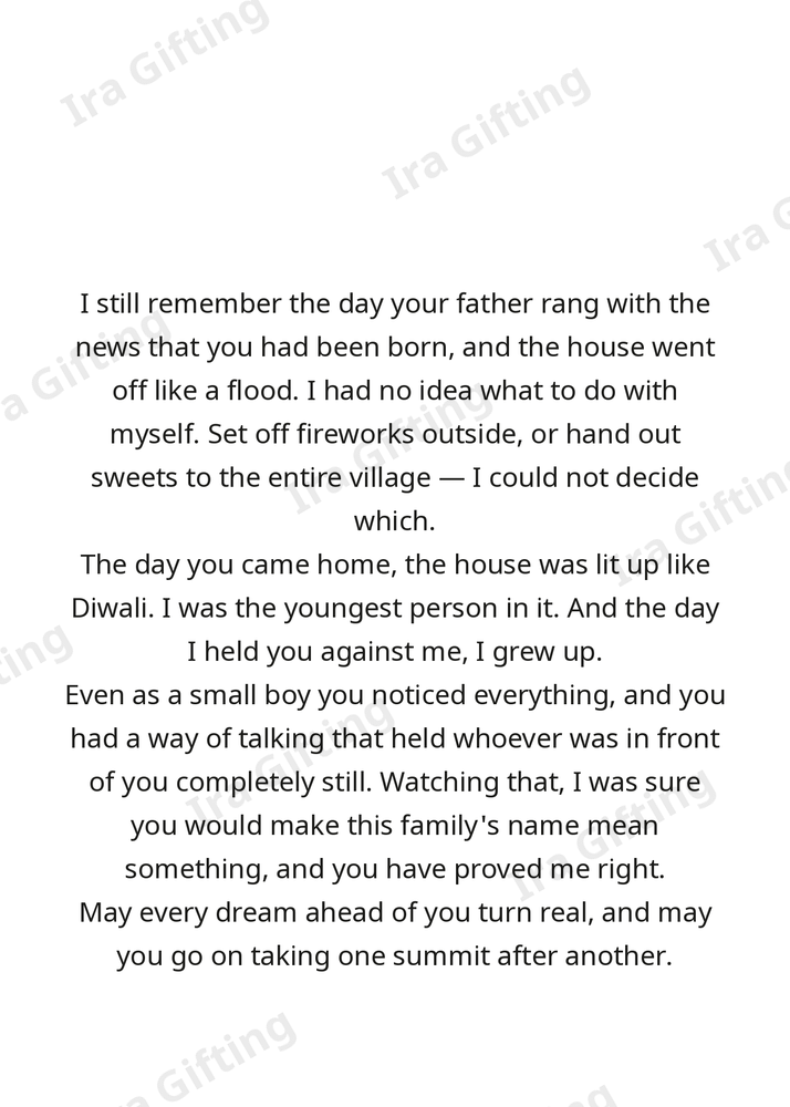 Uncle to Nephew letter frame in English - blank frame