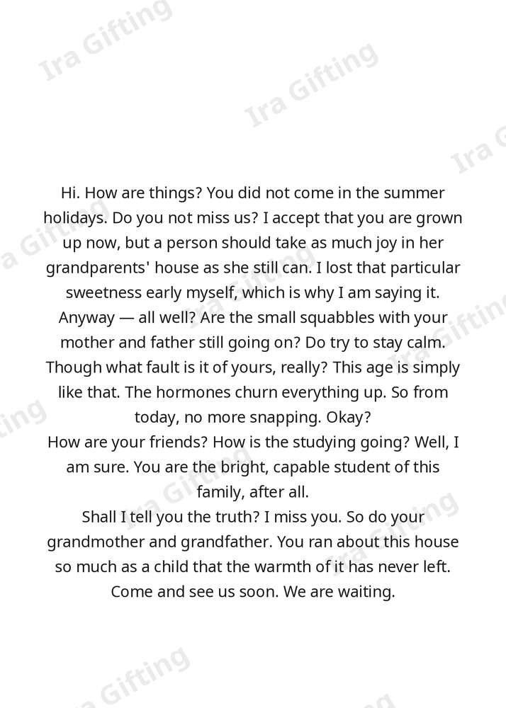 Aunt to Niece letter frame in English - blank frame