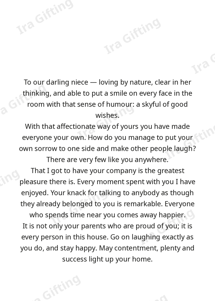 Aunt to Niece letter frame in English - blank frame