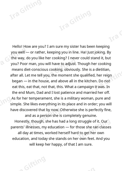 Sister-in-law to Brother-in-law letter frame in English - blank frame