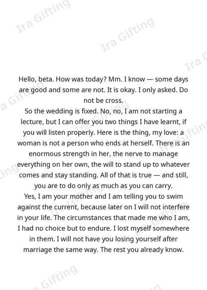 Mom to Daughter letter frame in English - blank frame