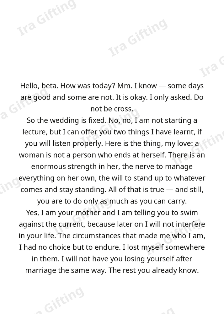 Mom to Daughter letter frame in English - blank frame