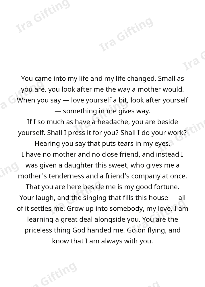 Mom to Daughter letter frame in English - blank frame