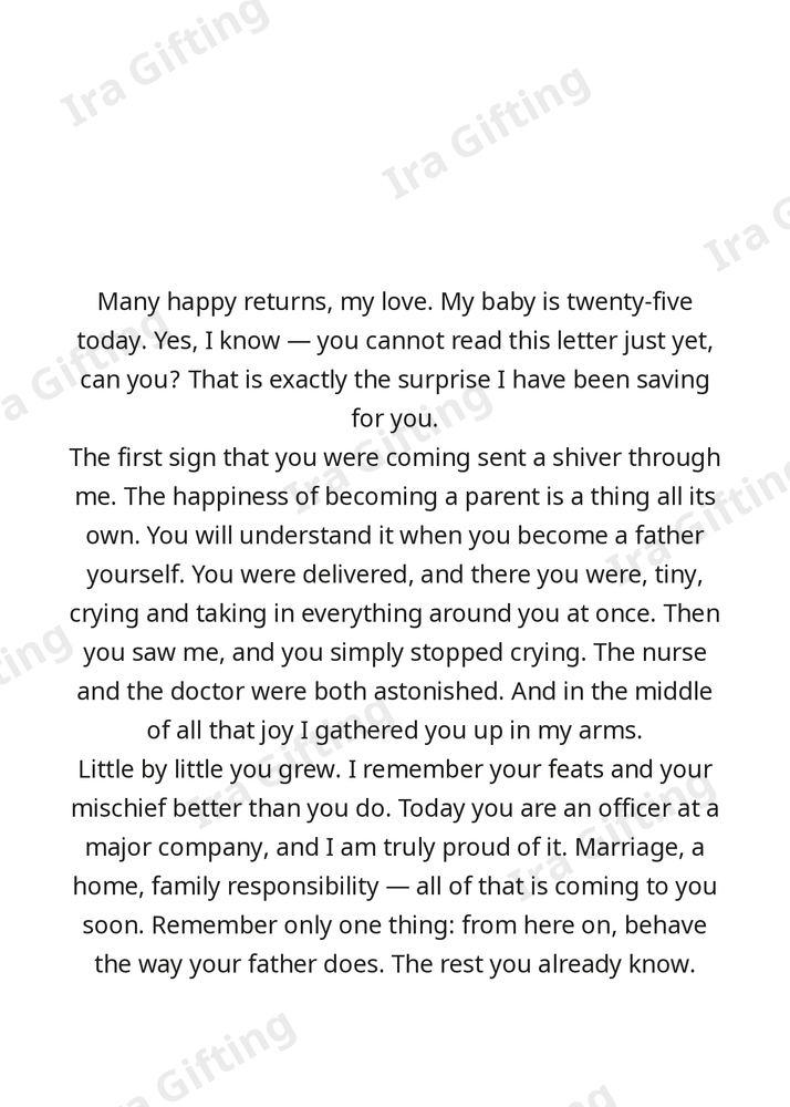Mom to Son letter frame in English - blank frame