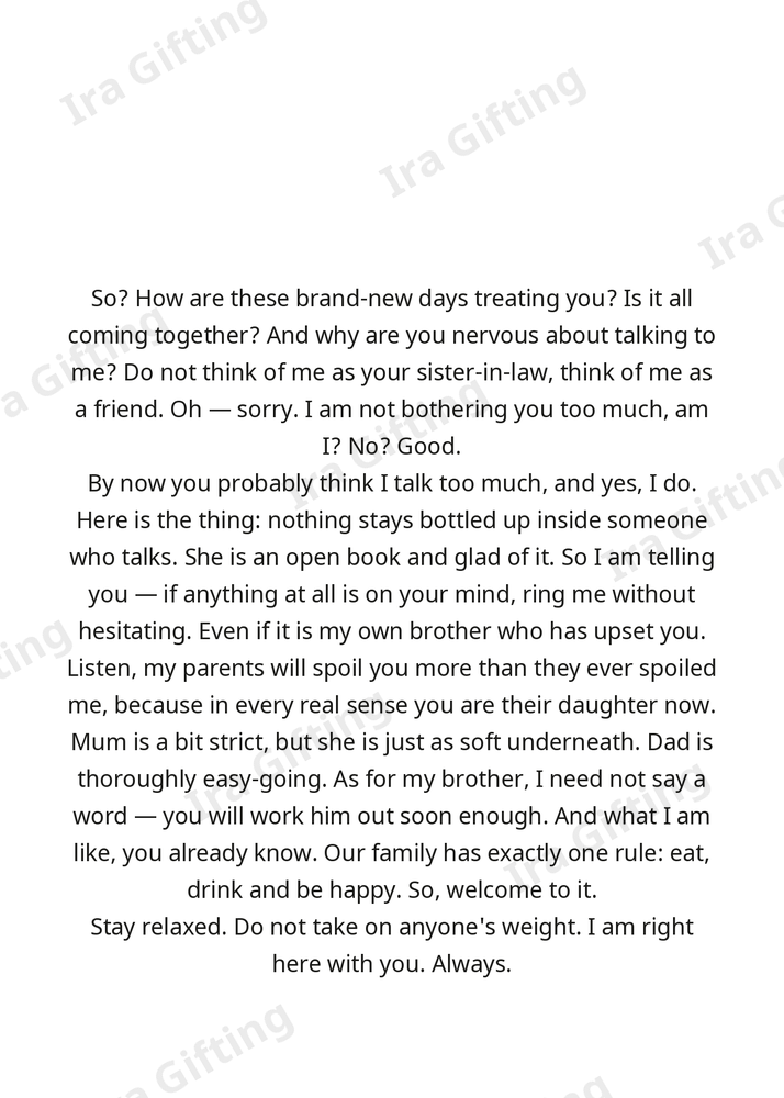 Sister-in-law to Sister-in-law letter frame in English - blank frame