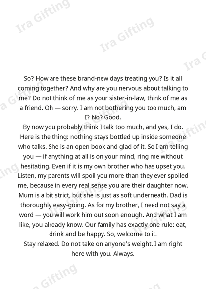 Sister-in-law to Sister-in-law letter frame in English - blank frame