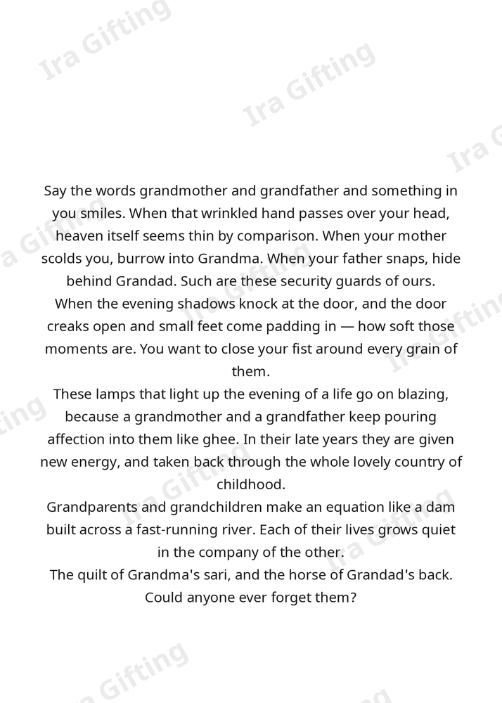 Grandson to Grandfather letter frame in English - blank frame