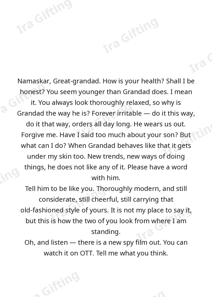 Great-granddaughter to Great-grandfather letter frame in English - blank frame