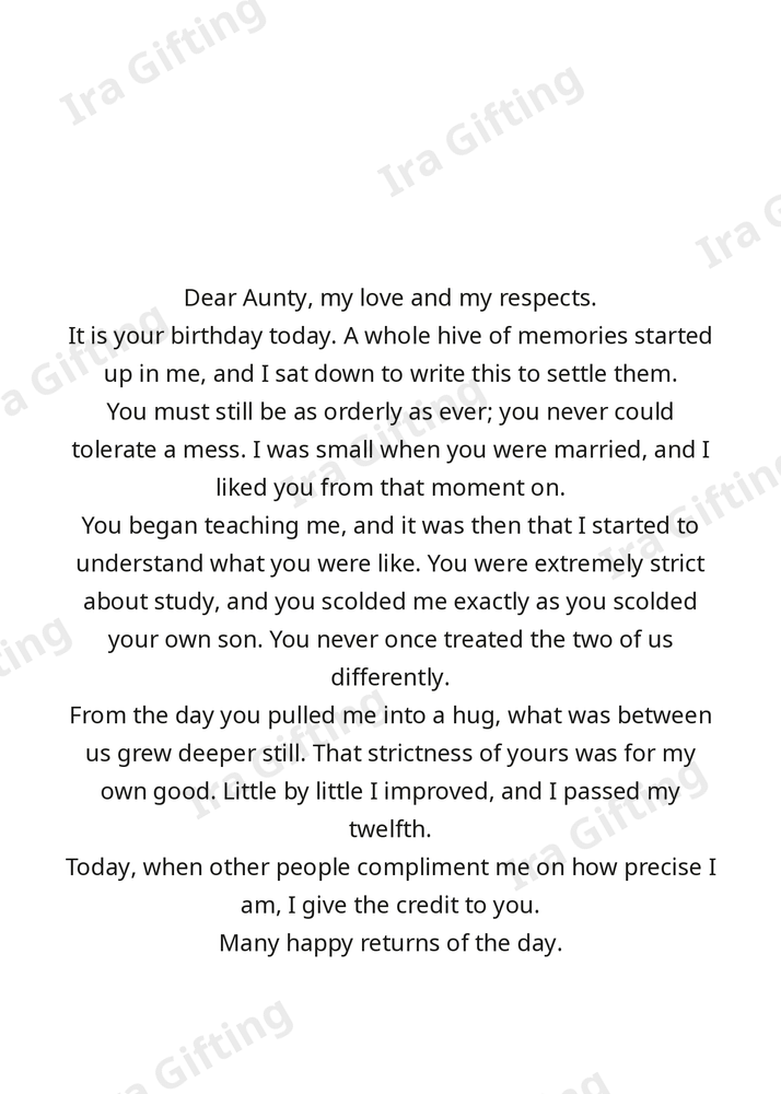 Niece to Aunt letter frame in English - blank frame