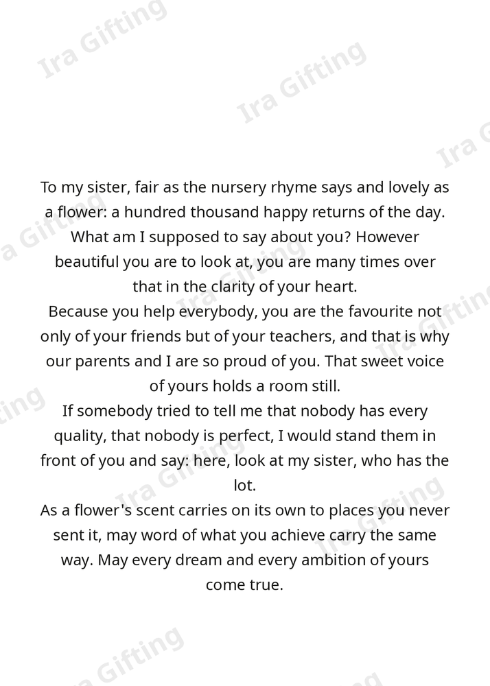 Sister to Sister letter frame in English - blank frame