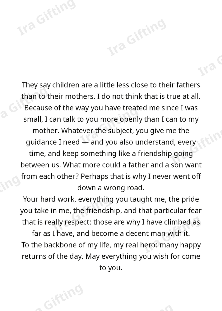 Son to Dad letter frame in English - blank frame