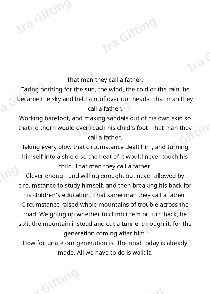 Son to Dad letter frame in English - blank frame