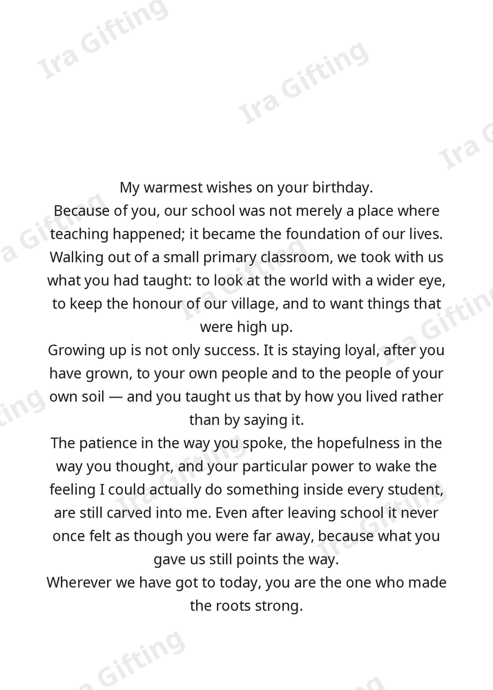 Student to Teacher letter frame in English - blank frame