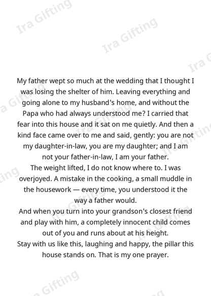 Daughter-in-law to Father-in-law letter frame in English - blank frame
