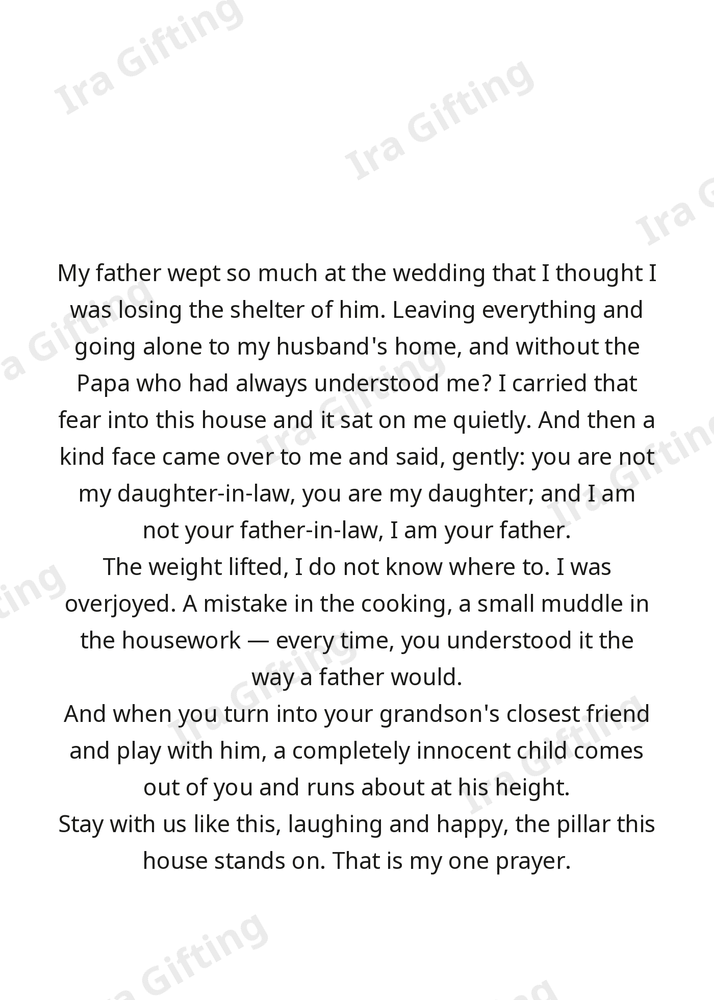 Daughter-in-law to Father-in-law letter frame in English - blank frame