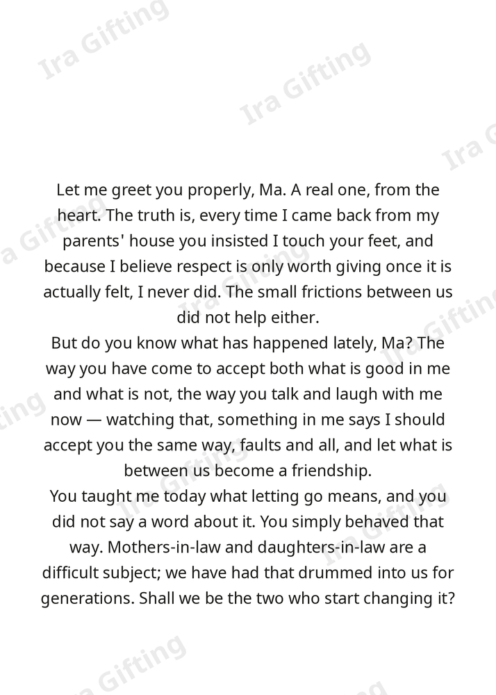 Daughter-in-law to Mother-in-law letter frame in English - blank frame